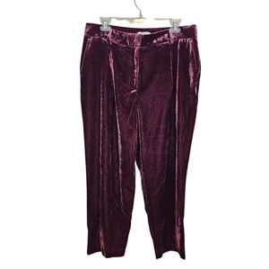 Loft Pleated Tapered Velevt Trouser Plus Size Pant Maroon Fushia